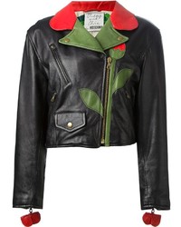 Черная куртка с цветочным принтом