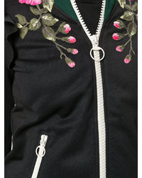 Женская черная куртка с цветочным принтом от Gucci