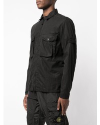Мужская черная легкая куртка-рубашка от Stone Island
