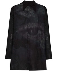 Мужская черная льняная рубашка с длинным рукавом с принтом от Yohji Yamamoto