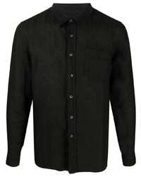 Мужская черная льняная рубашка с длинным рукавом от 120% Lino