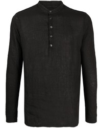 Мужская черная льняная рубашка с длинным рукавом от 120% Lino