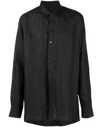 Мужская черная льняная рубашка с длинным рукавом от Ann Demeulemeester