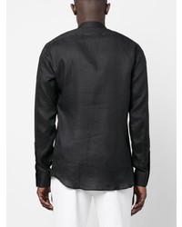 Мужская черная льняная рубашка с длинным рукавом от Karl Lagerfeld