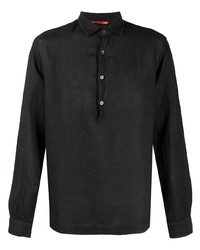 Мужская черная льняная рубашка с длинным рукавом от Barena