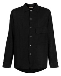 Мужская черная льняная рубашка с длинным рукавом от Barena