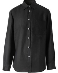 Мужская черная льняная рубашка с длинным рукавом от Burberry