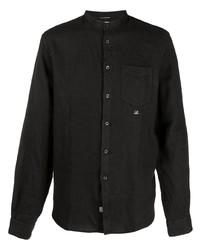 Мужская черная льняная рубашка с длинным рукавом от C.P. Company
