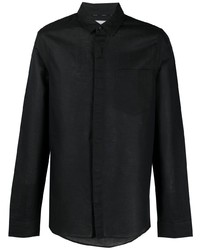 Мужская черная льняная рубашка с длинным рукавом от Calvin Klein