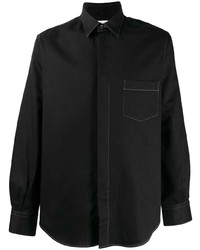 Мужская черная льняная рубашка с длинным рукавом от Cobra S.C.