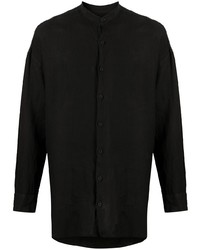 Мужская черная льняная рубашка с длинным рукавом от Costumein