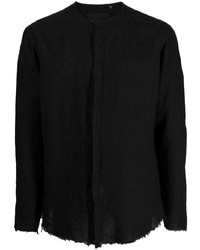 Мужская черная льняная рубашка с длинным рукавом от Costumein