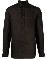Мужская черная льняная рубашка с длинным рукавом от Dell'oglio