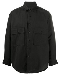 Мужская черная льняная рубашка с длинным рукавом от Evan Kinori
