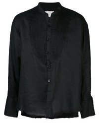 Мужская черная льняная рубашка с длинным рукавом от Greg Lauren