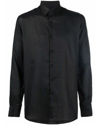 Мужская черная льняная рубашка с длинным рукавом от Karl Lagerfeld