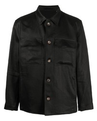 Мужская черная льняная рубашка с длинным рукавом от Lardini