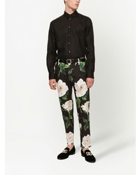 Мужская черная льняная рубашка с длинным рукавом от Dolce & Gabbana
