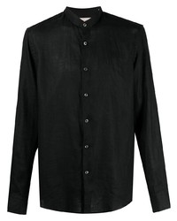 Мужская черная льняная рубашка с длинным рукавом от Low Brand