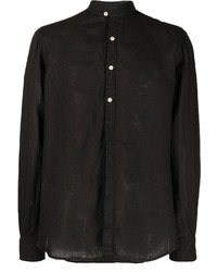 Мужская черная льняная рубашка с длинным рукавом от MC2 Saint Barth