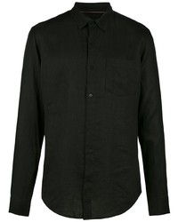 Мужская черная льняная рубашка с длинным рукавом от OSKLEN