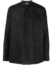 Мужская черная льняная рубашка с длинным рукавом от PT TORINO