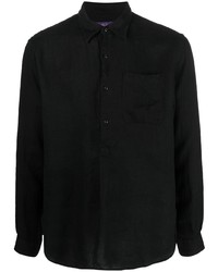Мужская черная льняная рубашка с длинным рукавом от Ralph Lauren Purple Label
