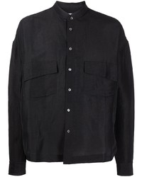 Мужская черная льняная рубашка с длинным рукавом от Rhude