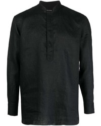 Мужская черная льняная рубашка с длинным рукавом от Tagliatore