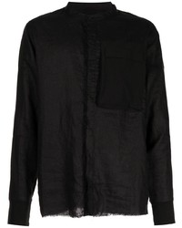 Мужская черная льняная рубашка с длинным рукавом от Thom Krom