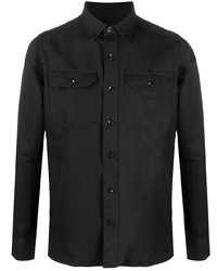 Мужская черная льняная рубашка с длинным рукавом от Tom Ford