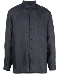 Мужская черная льняная рубашка с длинным рукавом от Transit