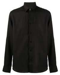 Мужская черная льняная рубашка с длинным рукавом от Vilebrequin