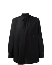 Мужская черная льняная рубашка с длинным рукавом от Yohji Yamamoto