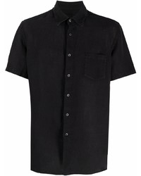Мужская черная льняная рубашка с коротким рукавом от 120% Lino