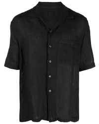 Мужская черная льняная рубашка с коротким рукавом от 120% Lino