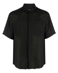 Мужская черная льняная рубашка с коротким рукавом от A.P.C.