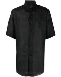 Мужская черная льняная рубашка с коротким рукавом от Billionaire