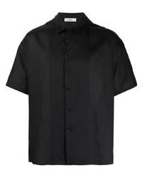 Мужская черная льняная рубашка с коротким рукавом от COMMAS