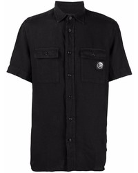 Мужская черная льняная рубашка с коротким рукавом от Diesel