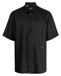 Мужская черная льняная рубашка с коротким рукавом от Dolce & Gabbana