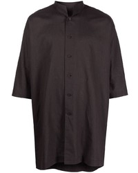 Мужская черная льняная рубашка с коротким рукавом от Homme Plissé Issey Miyake