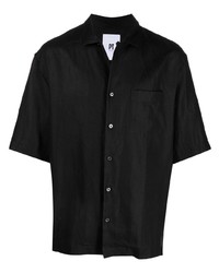 Мужская черная льняная рубашка с коротким рукавом от PT TORINO