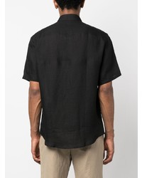 Мужская черная льняная рубашка с коротким рукавом от A.P.C.