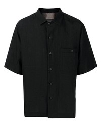 Мужская черная льняная рубашка с коротким рукавом от Ziggy Chen