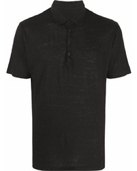 Мужская черная льняная футболка-поло от 120% Lino