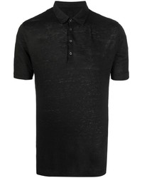 Мужская черная льняная футболка-поло от 120% Lino