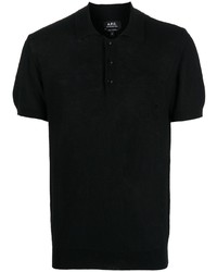 Мужская черная льняная футболка-поло от A.P.C.