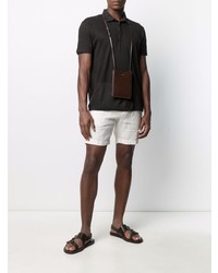 Мужская черная льняная футболка-поло от 120% Lino