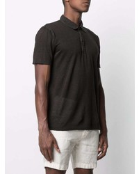 Мужская черная льняная футболка-поло от 120% Lino